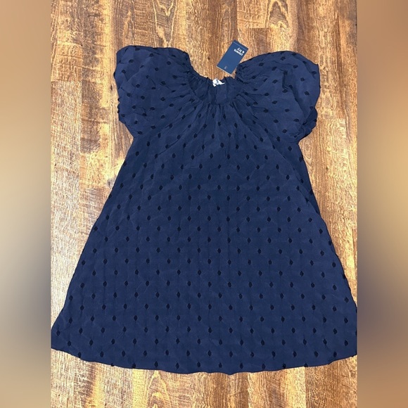 Crown & Ivy Women's Short Sleeve Novelty Woven A-Line Dress Puff Sleeves Size L - Picture 2 of 5